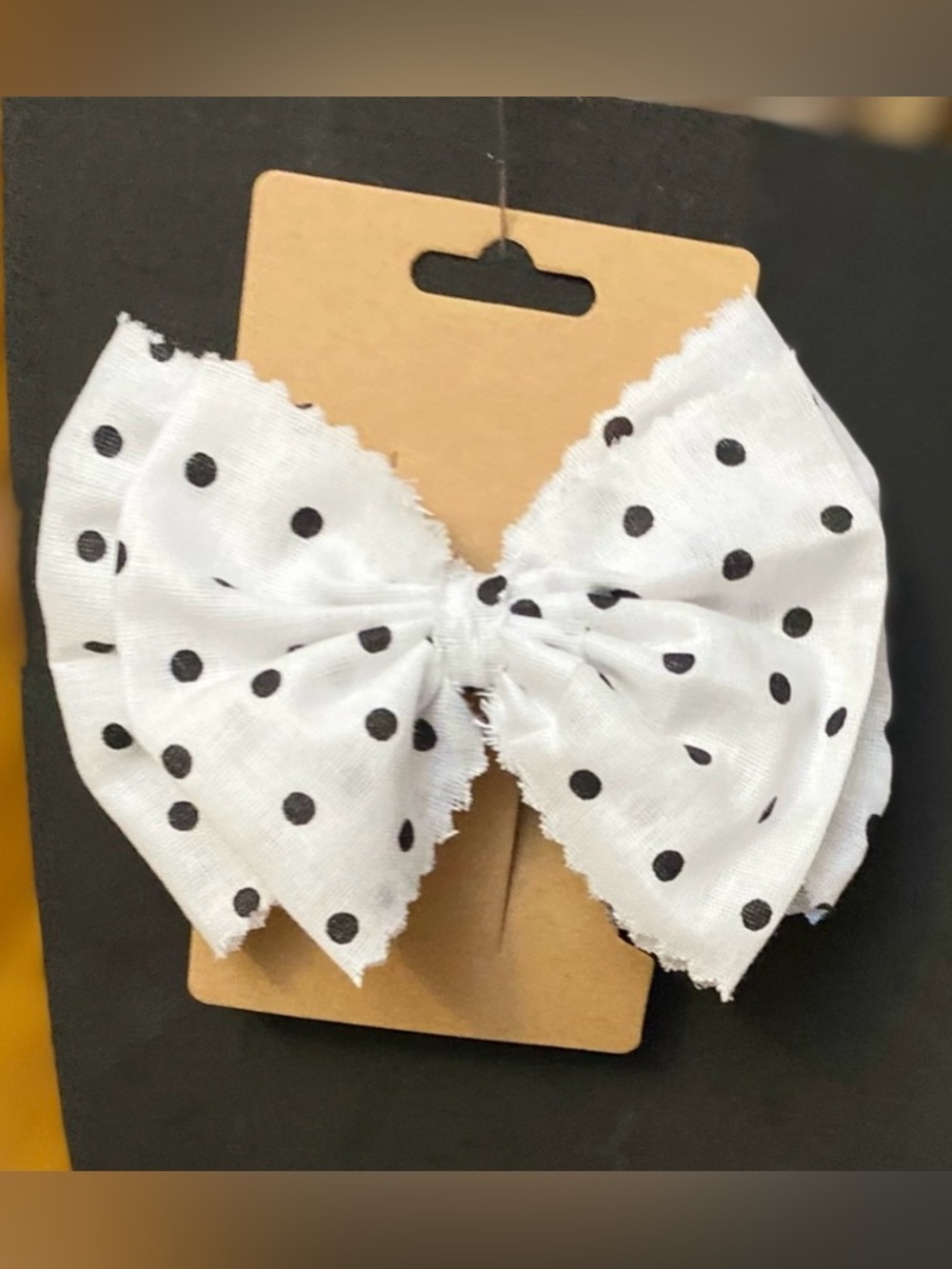 Polka Dot Bow Hair Clip - White and Black